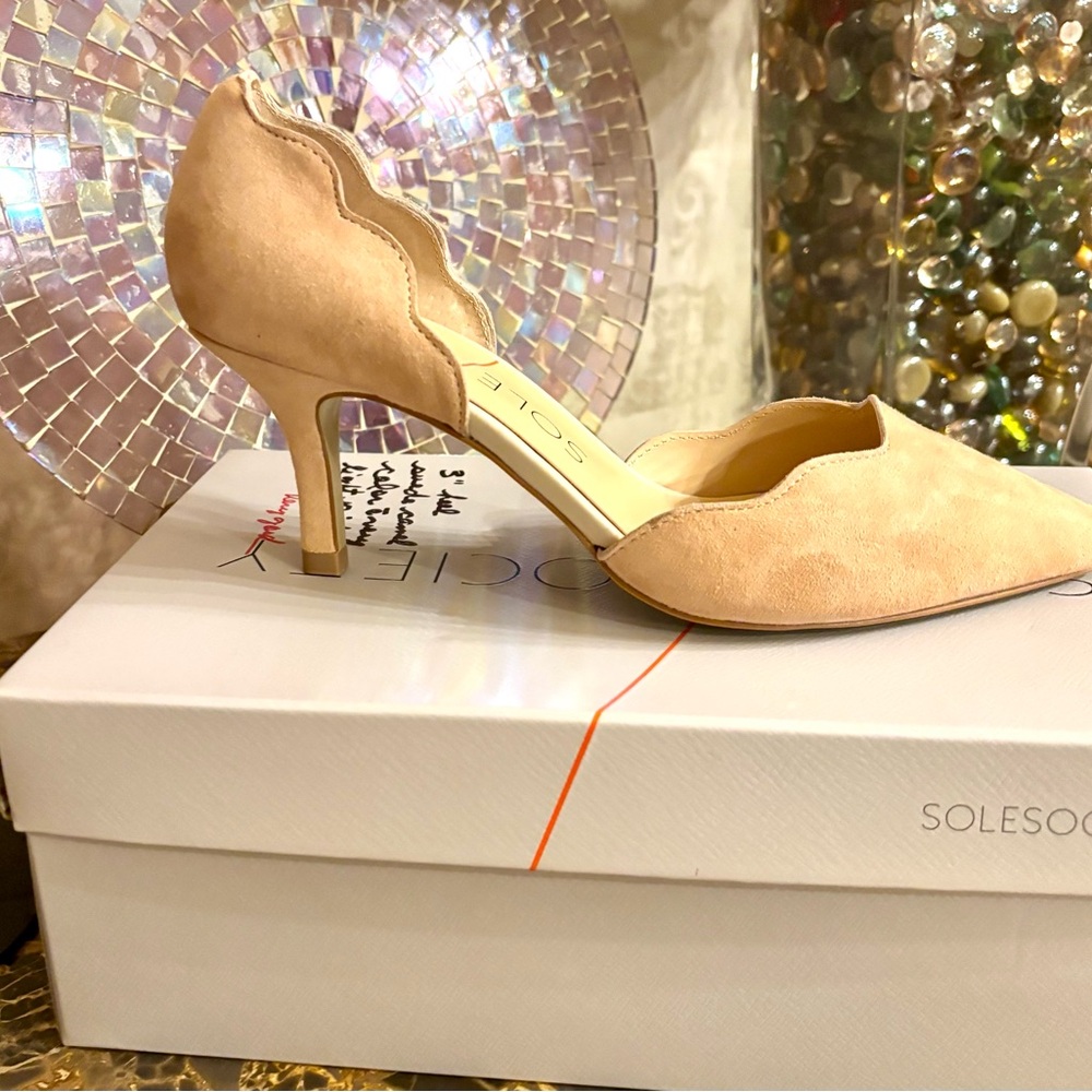 Sole Society Sz 7 Style Coralie Light Camel Kid Suede Brand New in Original Box